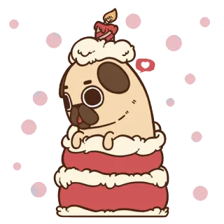 🍰 ปั๊ก, หมา, เค้ก, วันเกิด, เทียน, น่ารัก whatsapp sticker