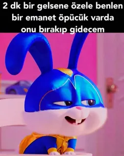 💋 2 dk bir gelsene özele benlen bir emanet öpücük varda onu bırakıp gidecem 토끼, 귀여운, 만화, 토끼, 동물, 메시지 whatsapp sticker