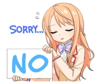 🙅 SORRY... NO anime, girl, sorry, no, cute, cartoon telegram sticker