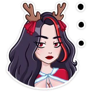 😐 gadis, kartun, potret, natal, rusa kutub telegram sticker