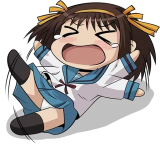 😤 Haruhi Suzumiya The Melancholy of Haruhi Suzumiya Аниме, Плачущий, Чиби, Харухи Судзумия telegram sticker