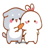 😜 @lacustickers 可爱, 兔子, 狗, 胡萝卜, 贴纸, 卡哇伊 telegram sticker