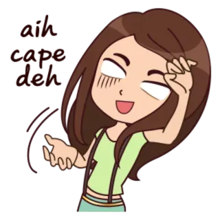 🙄 He he ha dibujos animados, chica, feliz, lindo, ilustración, animado, chibi whatsapp sticker