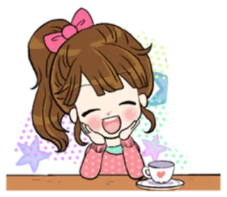 ☕ Hoạt hình, Dễ thương, Cô gái, Cà phê, Kawaii, Động, Nhãn dán telegram sticker