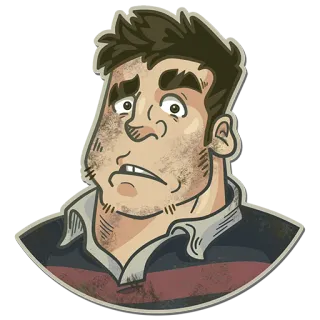 🏉 mann, cartoon, traurig, gesicht, porträt telegram sticker