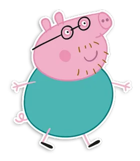 🤓 Daddy Pig Peppa Pig Cartoon, Varken, Vader, Bril, Papa telegram sticker