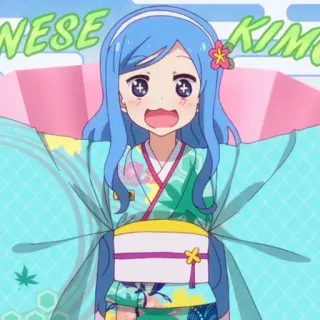 🌧 JAPANESE KIMONO Аниме, Японский, Кимоно, Девушка, Мультфильм whatsapp sticker