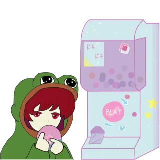 😳 ドザ frog, claw machine, anime, arcade, japanese, kawaii telegram sticker