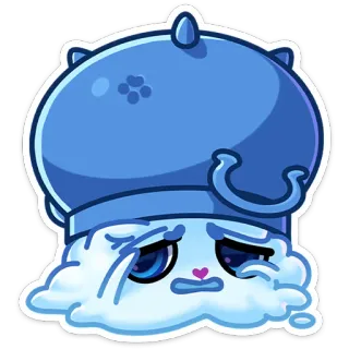🙃 nube, triste, llorando, azul, lindo, lágrimas, dibujos animados, pegatina telegram sticker