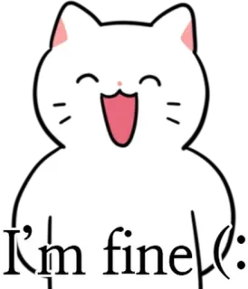 💬 I'm fine :( 猫, 可爱, 悲伤, 表情包, 表情, 卡通 whatsapp sticker