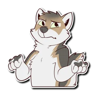 🤷 loup, dessin animé, chien, animal, poilu, geste, question telegram sticker