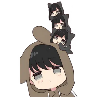 🤔 Anime, Gadis, Hoodie, Imut, Tumpukan, Kartun telegram sticker