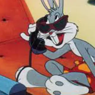 📞 Bugs Bunny dessin animé, lapin, téléphone, lunettes de soleil telegram sticker