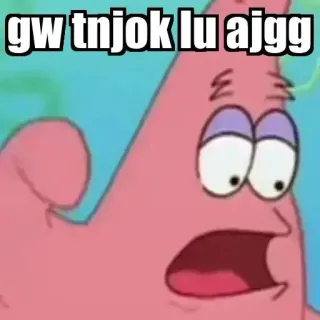 😡 Patrick Star SpongeBob SquarePants gw tnjok lu ajgg patrick estrela, bob esponja, desenho animado, engraçado, meme telegram sticker
