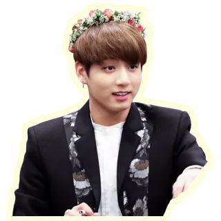 😄 Jungkook K-pop, chanteur, fleurs, BTS, Idole Kpop, musique telegram sticker
