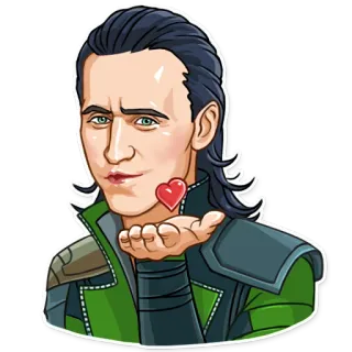 😘 Loki Loki, Marvel, superhéroe, beso, corazón, villano telegram sticker