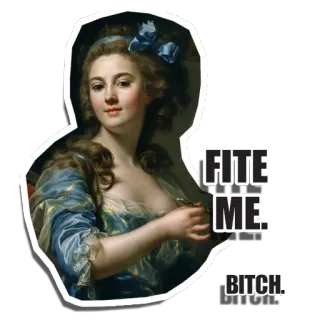 🖕 FITE ME. 
BITCH. портрет, оскорбительный, сленг, оскорбление, искусство, женщина telegram sticker