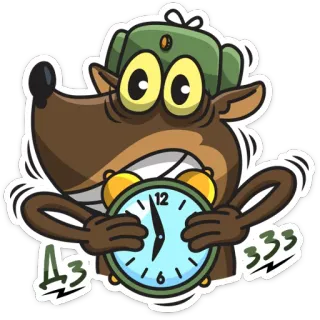 ⏰ Дзззз wolf, cartoon, clock, animal, sleepless telegram sticker