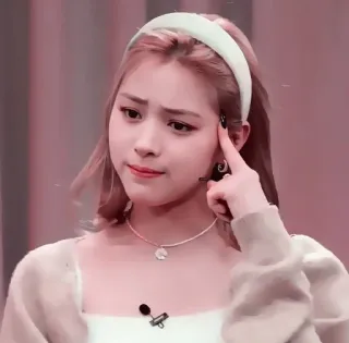 🍓 女人, 思考, 表情, 肖像, 头带, 青年, 女性, 脸 telegram sticker