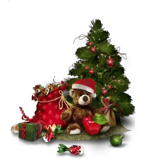 🎄 크리스마스, 테디베어, 선물, 트리, 장식 telegram sticker