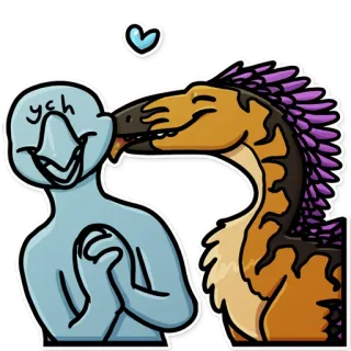 😘 ych 만화, 공룡, 애정, 의인화, 캐릭터, 하트 telegram sticker