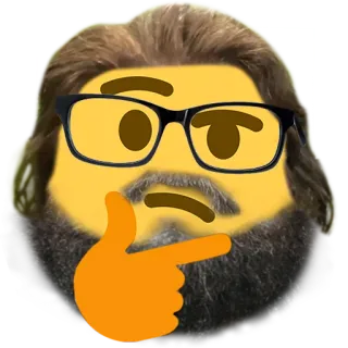 🤔 pensando, emoji, duda, pregunta, reflexionando, barba, gafas telegram sticker