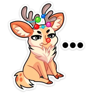 🫥 ... hert, kerst, rendier, leuk, dier, cartoon telegram sticker