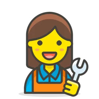 👷‍♀️ meccanico, chiave inglese, donna, riparazione, servizio, cartone animato, ingegnere, strumento telegram sticker