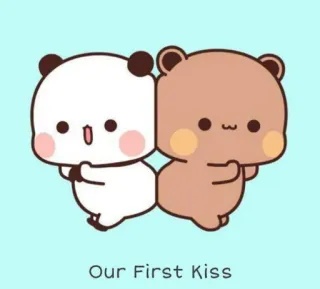 ❤️ Our First Kiss ours, mignon, baiser, amour, panda, couple telegram sticker