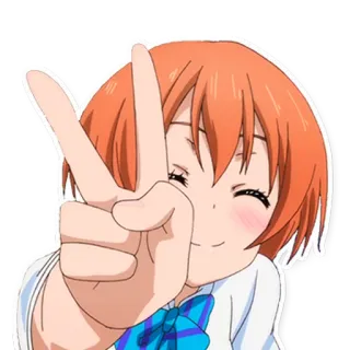 ✌ anime, garota, paz, personagem, alegre, cabelo laranja telegram sticker