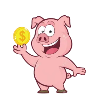 🐷 หมู, เหรียญ, เงิน, ดอลลาร์, การ์ตูน, สัตว์, การเงิน, การออม telegram sticker