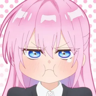 🌷 Anime, Niedlich, Wütend, Pinke Haare, Cartoon telegram sticker