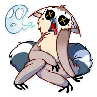 😲 キツネザル, 動物, 漫画, 幽霊, 面白い, ステッカー telegram sticker