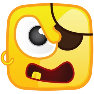 😎 Dibujo animado, Amarillo, Parche en el ojo, Pirata, Cuadrado, Cara, Personaje whatsapp sticker