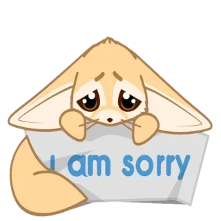 🦊 I am sorry desculpa, sinto muito, feneco, fofo, animal, mensagem, arrependimento telegram sticker