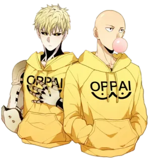 😐 Saitama One-Punch Man OPPAI Аниме, Ванпанчмен, Сайтама, Генос, Оппай, Толстовка, Фанарт, Мультфильм whatsapp sticker