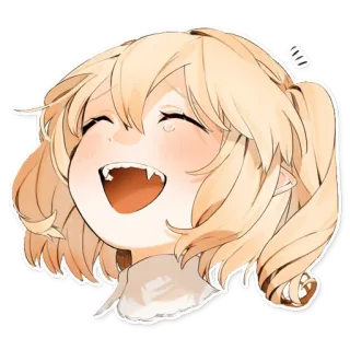 😂 Anime, Dibujos animados, Lindo, Feliz, Femenino, Chica, Ilustración, Fanart telegram sticker
