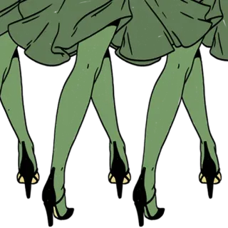 💃 pernas, sapatos, saltos, verde, vestido, desenho animado, moda telegram sticker