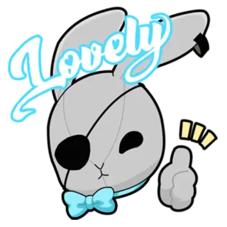 👍 lovely bunny, rabbit, cute, thumbs up, eye patch, bow tie, cartoon telegram sticker