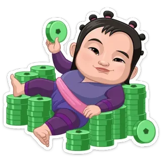 💰 bambino, pila, denaro, monete, carino, fortuna telegram sticker