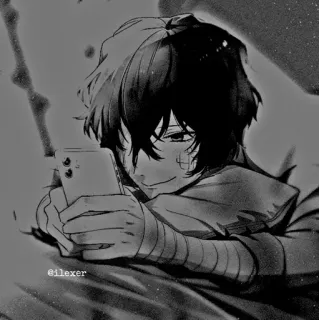 ▪️ @ilexer anime, manga, character, phone, laying down telegram sticker