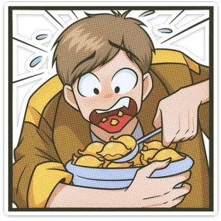 🌟 吃, 食物, 饺子, 卡通, 动漫, 震惊 telegram sticker