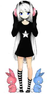 😌 Anime, Mignon, Fille, Casque, Art numérique, Étoile, Lapin whatsapp sticker