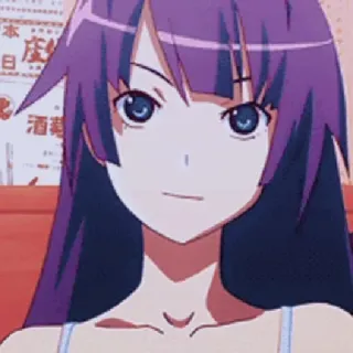 🧿 Hitagi Senjougahara Bakemonogatari Anime, Mädchen, Senjougahara, Hitagi, Waifu, lila Haare telegram sticker