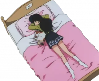 🦺 anime, girl, sleep, bed, cat, cartoon telegram sticker