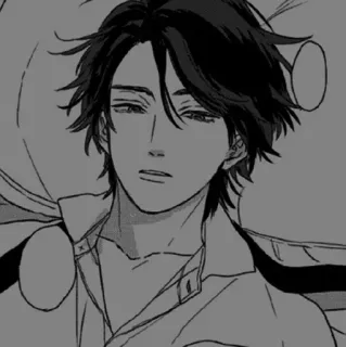 🖤 Anime, Manga, Homme, Noir et blanc, Portrait, Beau telegram sticker