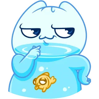😏 만화, 고양이, 물고기, 스티커, 동물 telegram sticker