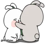 😍 coelho, fofo, desenho animado, animal, adesivo, amizade, abraço telegram sticker