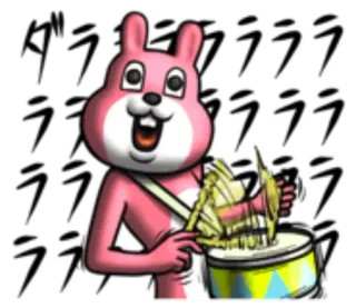 🎊 Dibujo animado, Animal, Batería, Música, Mascota, Conejo whatsapp sticker