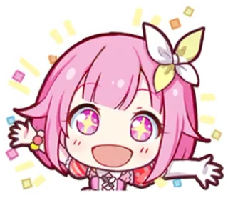 🌟 Anime, Celebração, Fofo, Kawaii, Brilho, Cabelo rosa whatsapp sticker